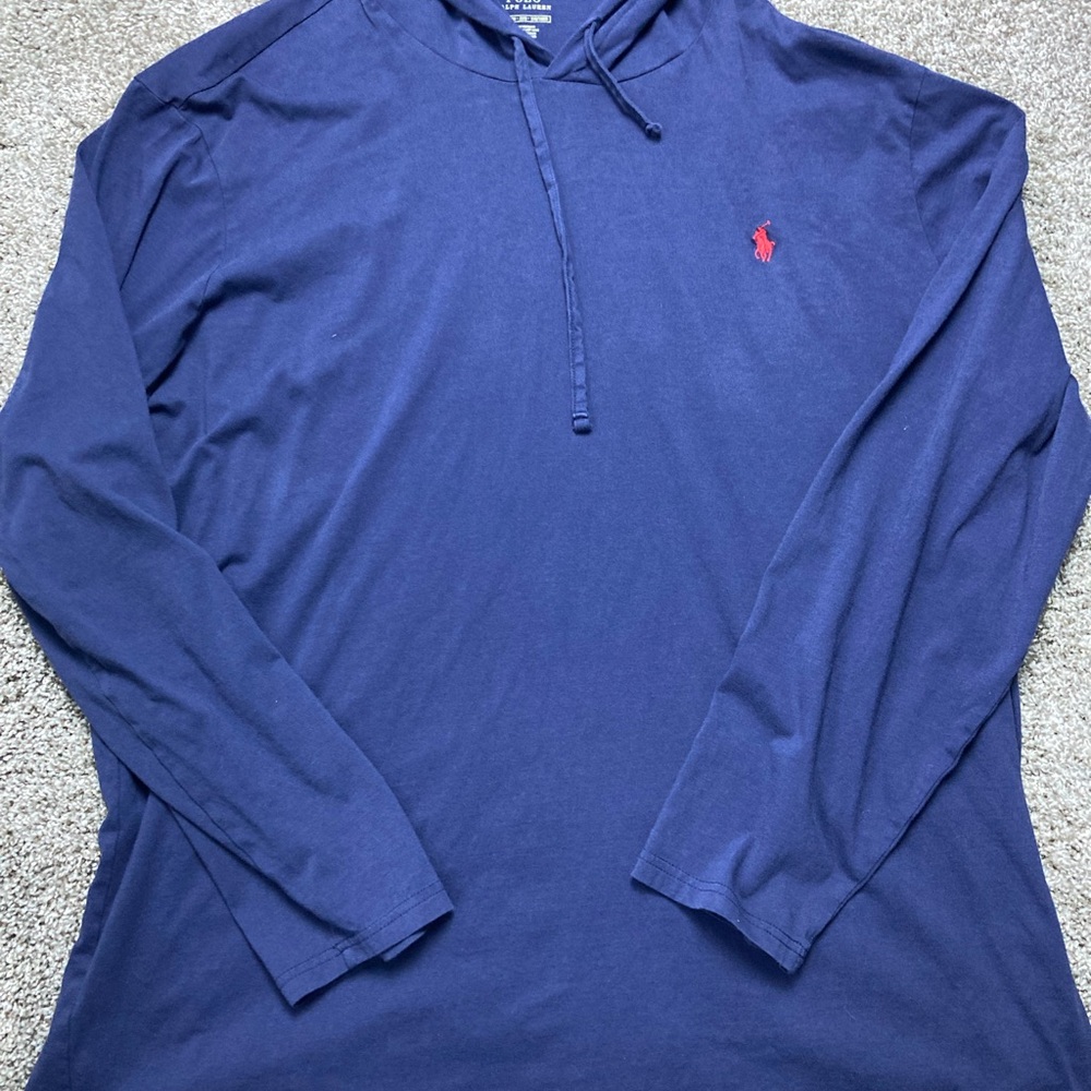 Polo Ralph Lauren Pullover Hoodie Sweatshirt Men’s 2XL Blue Lightweight
